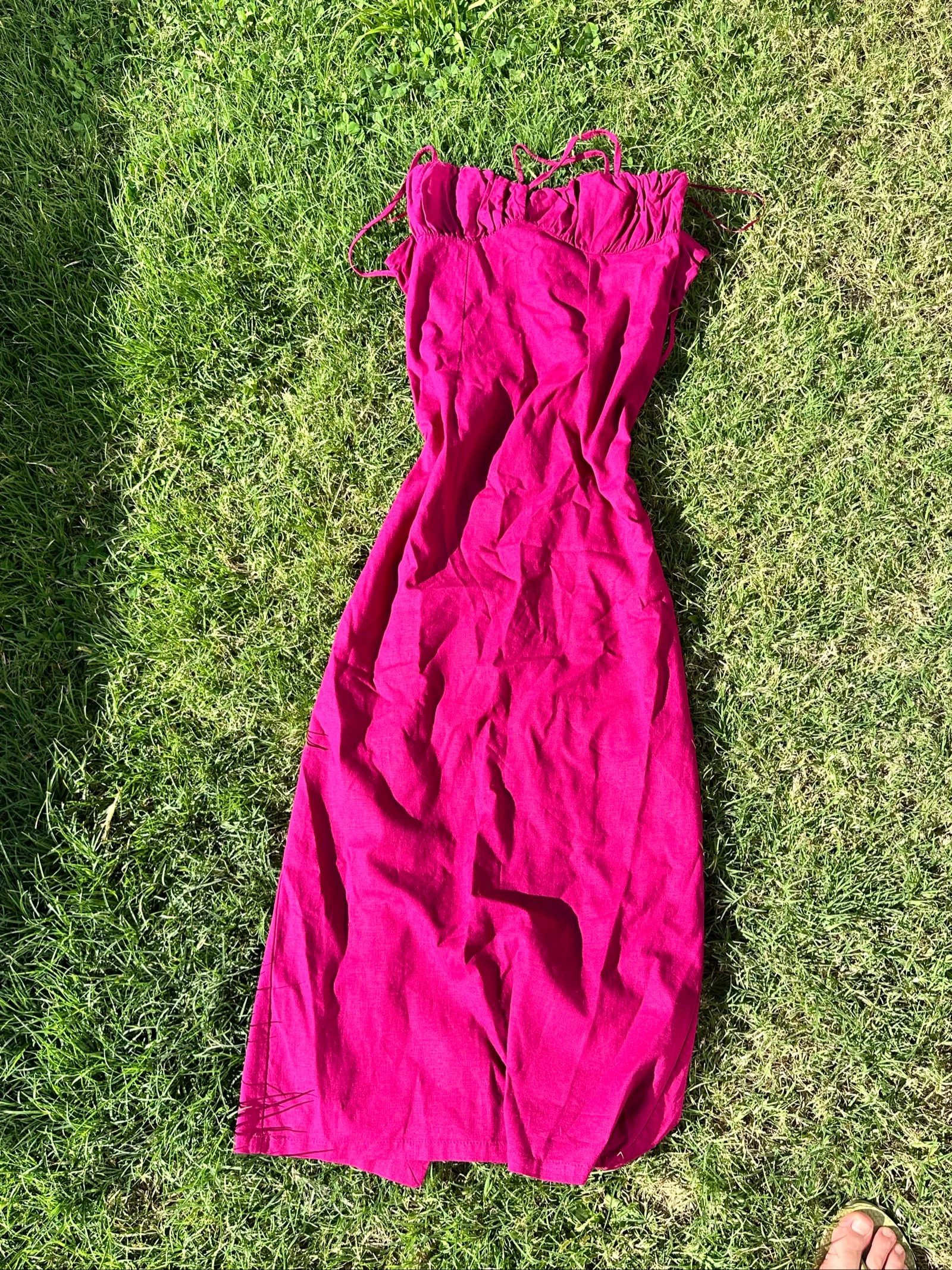 Vestido midi tirantes con lino